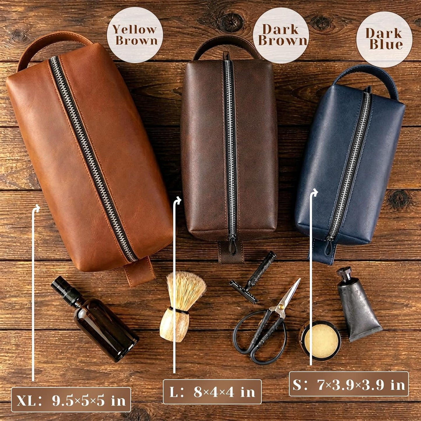 Personalized Toiletry Bag - Waterproof PU Leather Travel Dopp Kit | Custom Engraved Name for Men, Perfect Gift for Husband, Dad, Boyfriend
