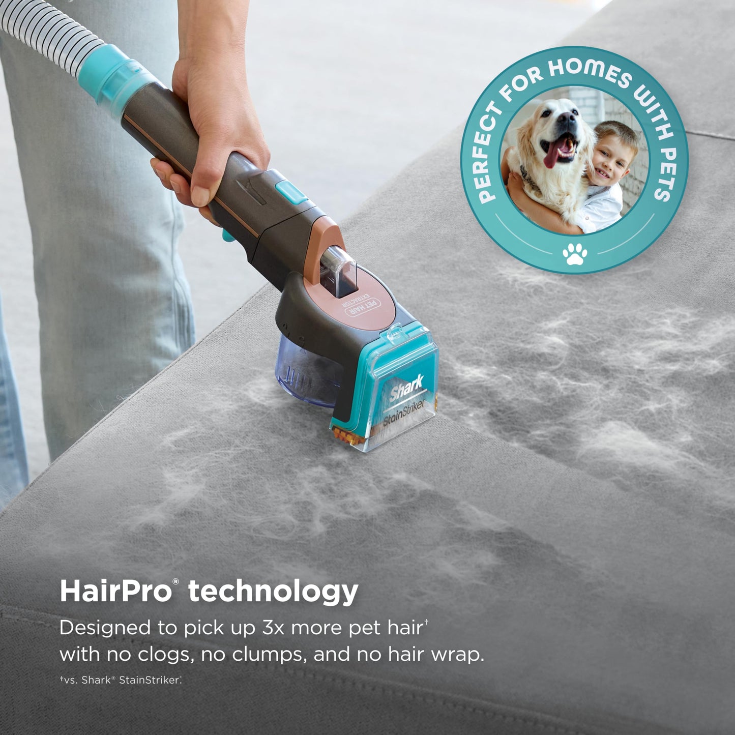 Shark StainStriker HairPro | Portable Carpet, Upholstery & Rug Cleaner | 4 Tools | Self Cleaning | Perfect for Pets | Ultra-Powerful Stain & Odor Remover | Pet & OXY Solutions | Copper | PX251