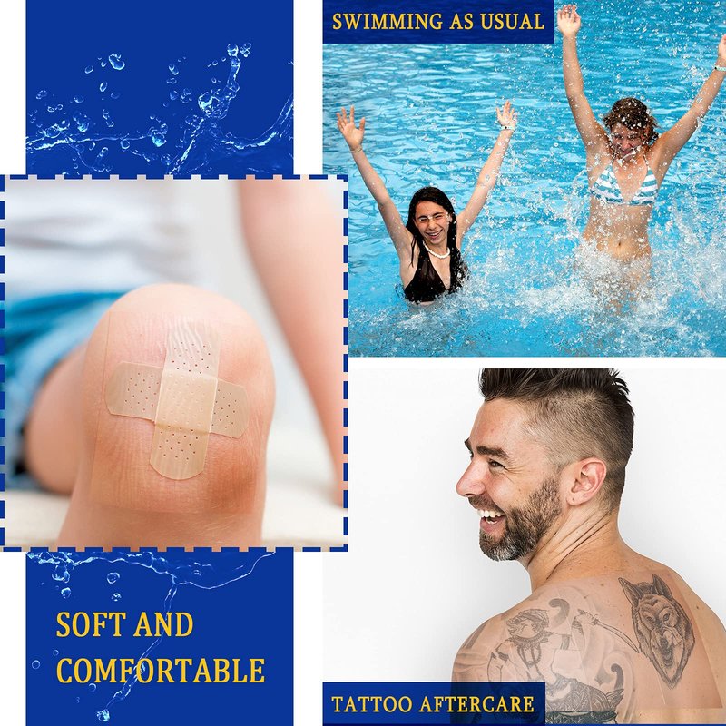 Nuanchu 9 Rolls Tattoo Aftercare Bandage Waterproof Transparent Stretch Adhesive Bandages Tape Clear Tattoo Film Wrap for Swimming, 3 Sizes(2 Inch, 4 Inch, 6 Inch Wide)