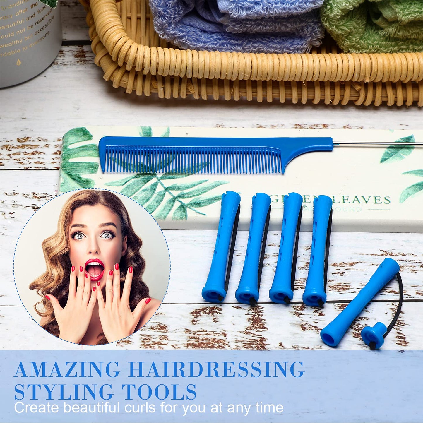 WILLBOND 60 Pcs Perm Rods - Cold Wave Curlers for Short & Long Hair | 0.35 Inch Blue Rollers