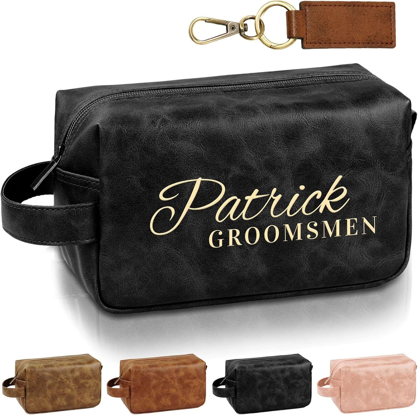 Personalized Leather Toiletry Bag - Custom Travel Shaving Kit for Men | Unique Gift for Husband, Dad, Boyfriend (Yellow Brown)