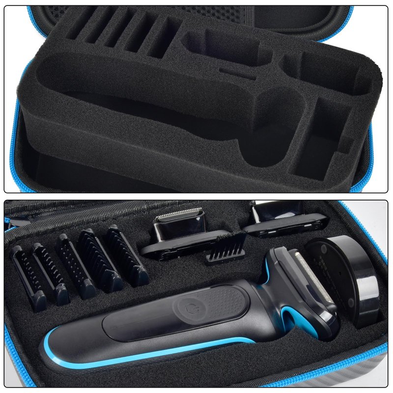 Casmilee Beard Trimmer Case for Braun Electric Shaver Series 5 5150cs/ 5118s for Men, Razor Holder for Foil Shaver, Body Groomer, Charging Stand & 5 Combs, Cutter Head Bag (Box Only)