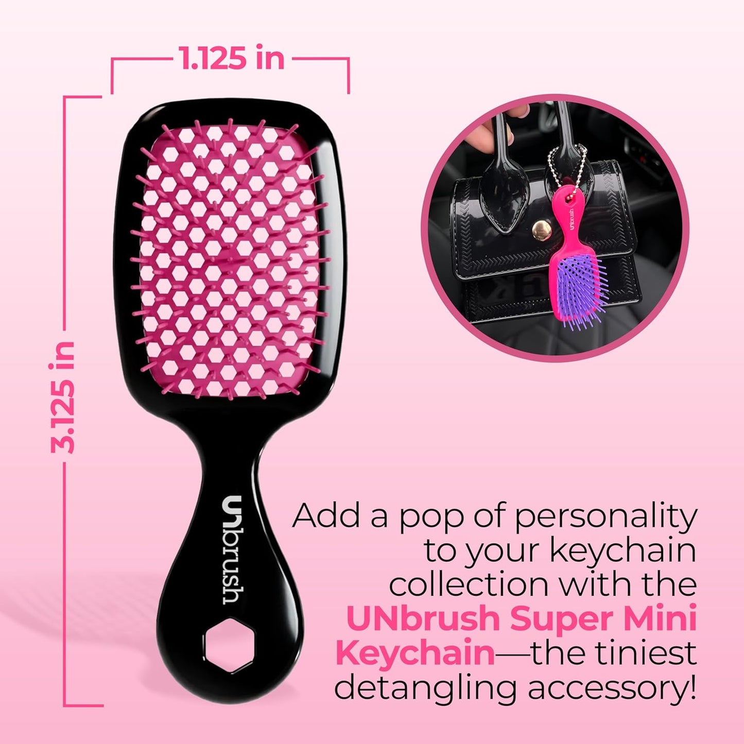 Mini Hair Brush Keychain - FHI Heat Collectible Charm for Bags & Keys | Perfect Accessory for Beauty Lovers