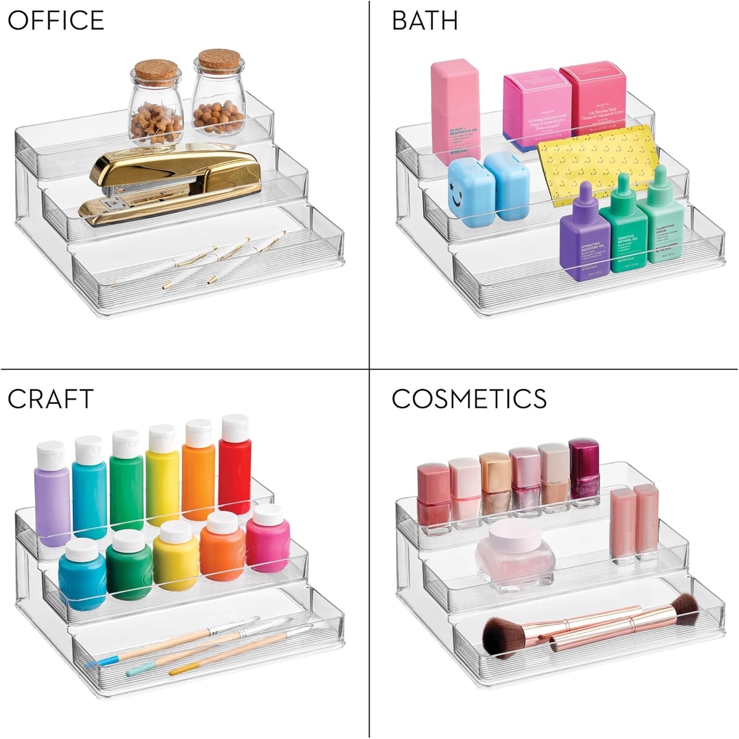 Nail Polish Organizer - 3-Tier Clear Display Stand Holds 30 Bottles | Compact Countertop Storage