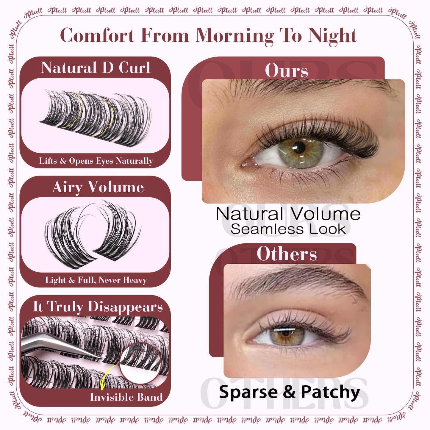 Natural Lash Clusters - Wispy D-Curly Eyelash Extensions | Fluffy 10-16MM Individual Lashes