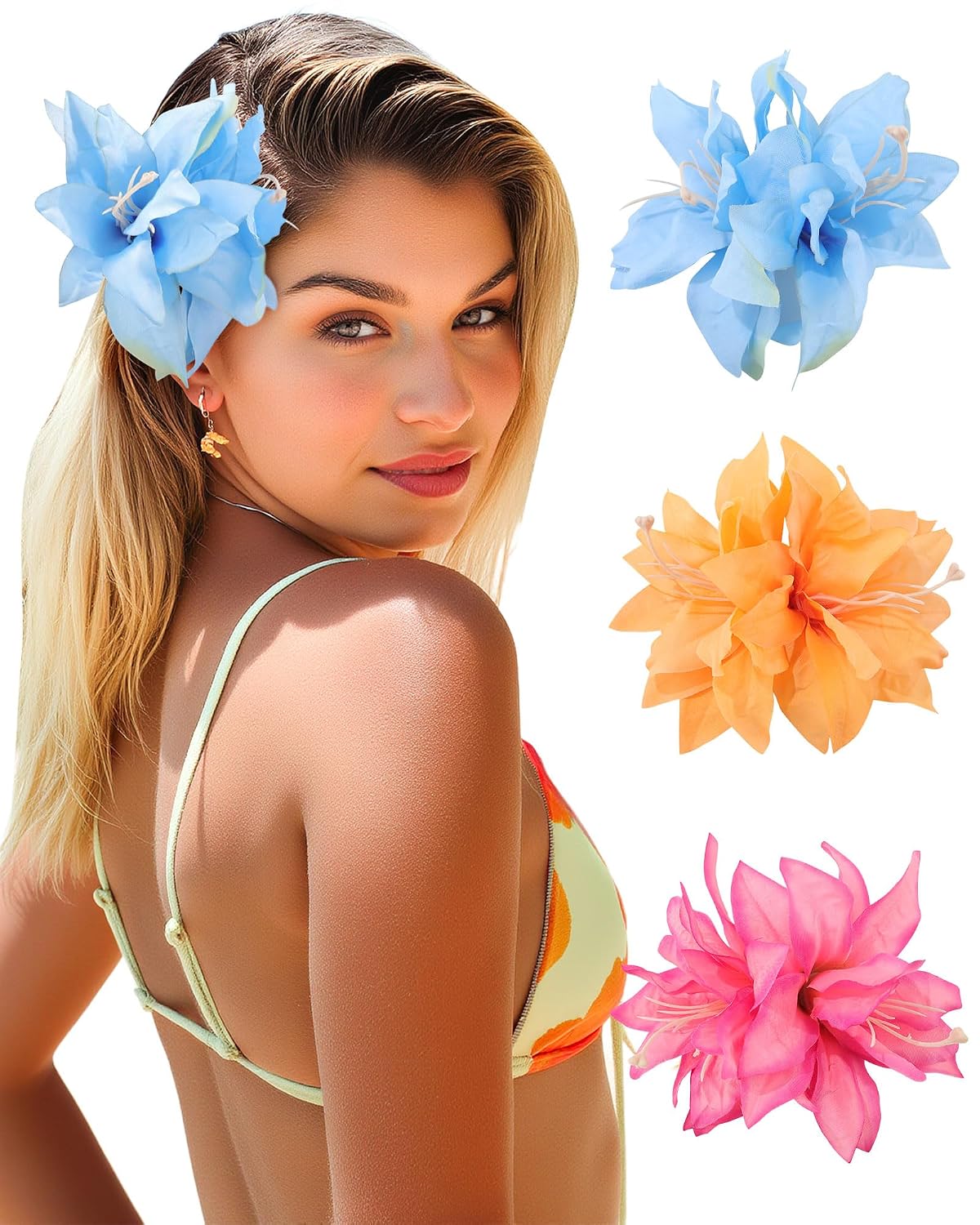 Floral Hair Clips for Women - 3PCS Spring Summer Bobby Pins with Non-Slip Grip | Cute Bridal Accessories