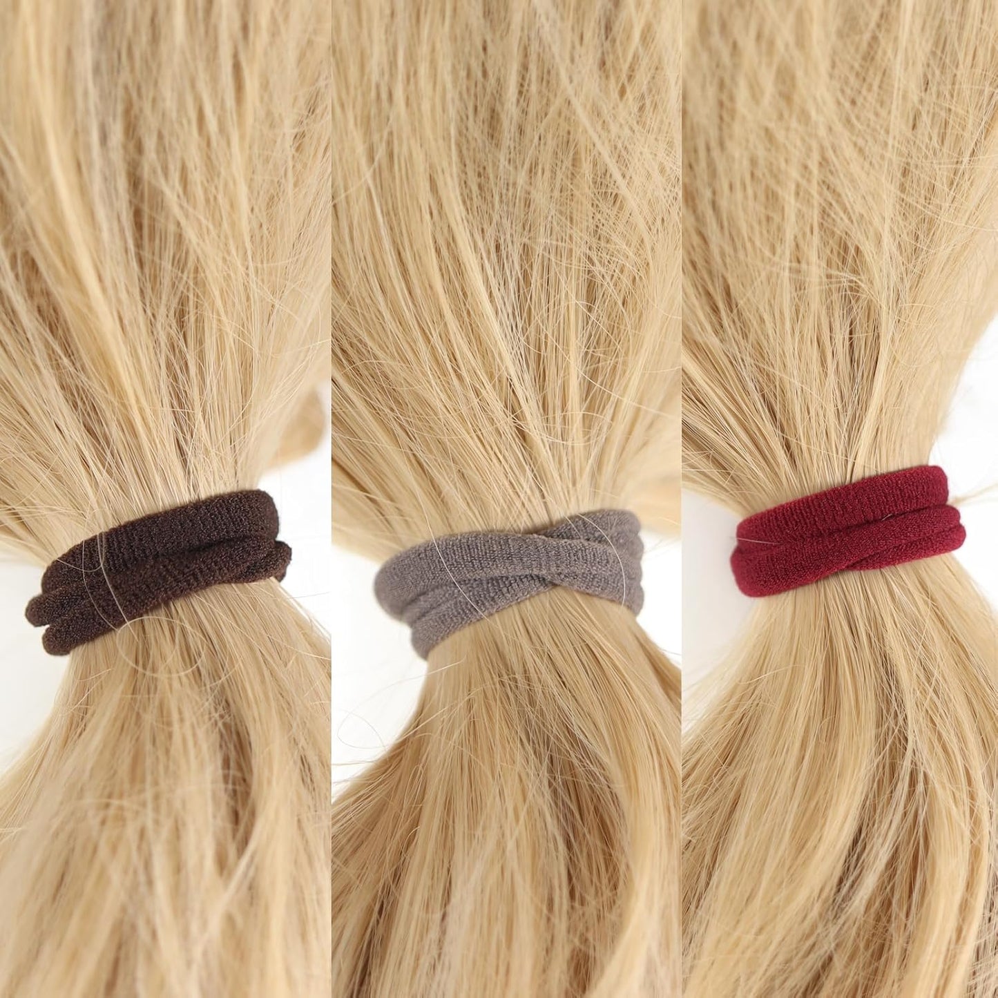 No Damage Solid Hair Ties - 100 Pack Colorful Ponytail Holders for Thick Hair | Soft Elastic Bands (Mix Light)