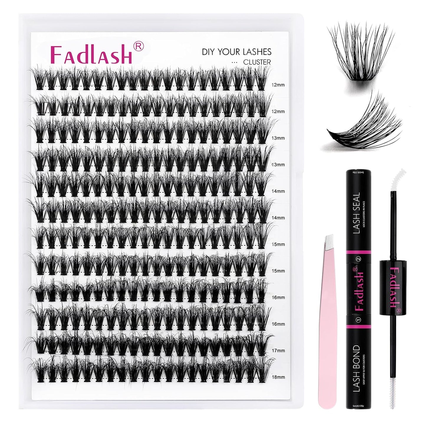 Cluster Lashes - D Curl Wispy Individual Eyelash Extensions for Natural Look | Reusable Fluffy DIY Kit (12-18mm Mix)