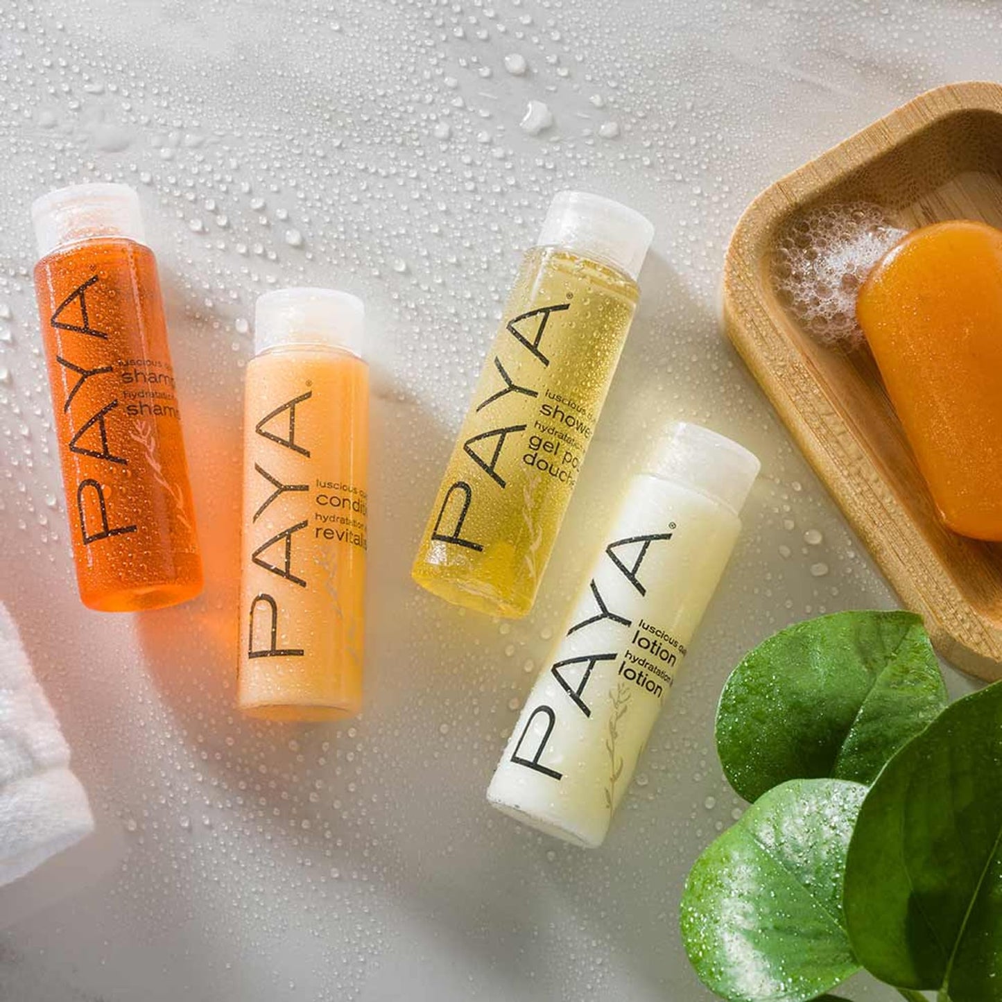 Paya Organics Toiletry Travel Set - Shampoo, Hair Conditioner, Shower Gel, 2 Facial Soap & Tote Bag