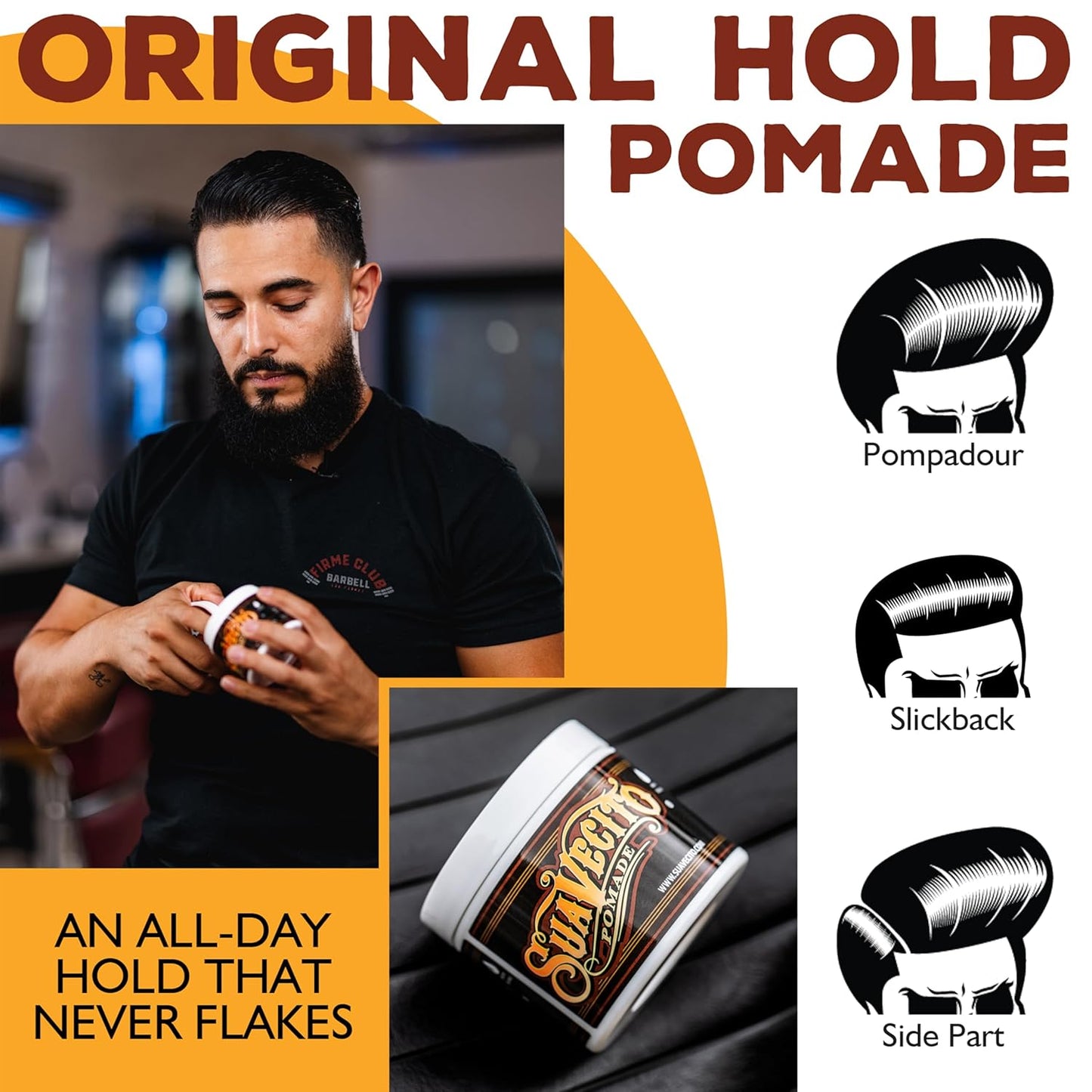 Suavecito Pomade Original Hold - Medium Shine Water-Based Hair Gel | 4 oz, Flake-Free, Easy to Wash Out