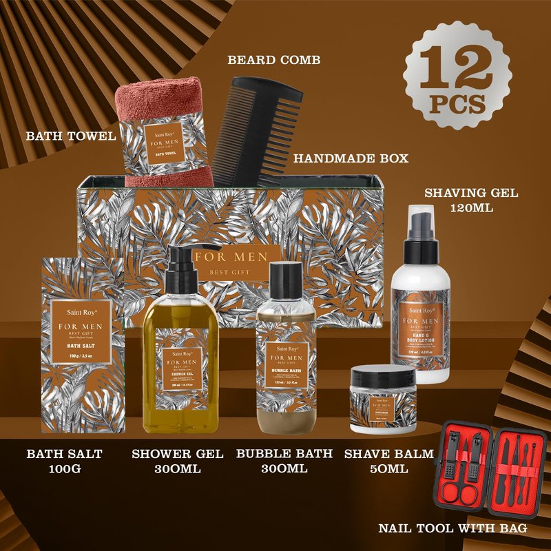 Gift for Dad Spa Gifts for Men, Bath & Body Kit, Spa Gift Set, Man Spa Basket Set for Dad, Mens Perfume Bath and Body Gift Set, Ideal Christmas Birthday Self Skin Care Set for Man Gift
