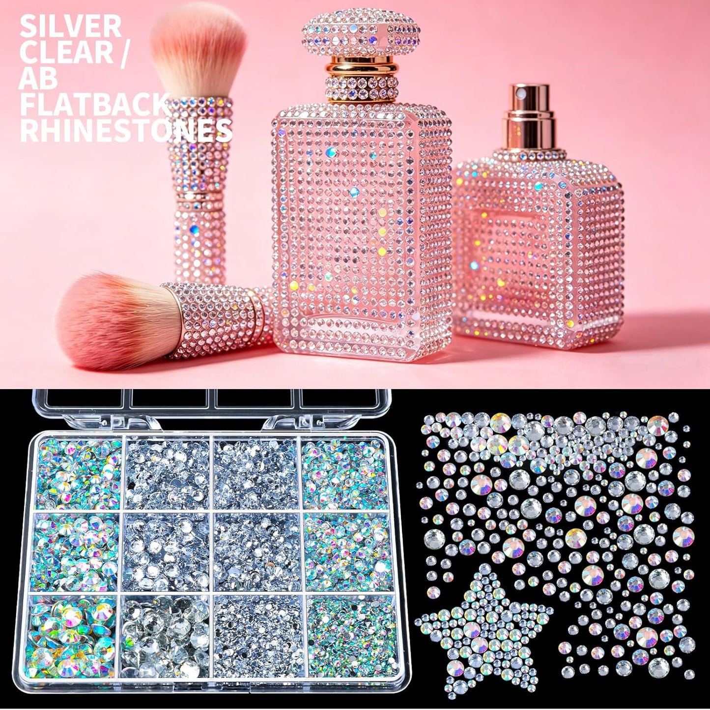 Bedazzling Rhinestone Kit - 25000PCS Multicolor AB 3mm Flat Back Gems for Crafts | Includes 3PCS Jewelry Glue