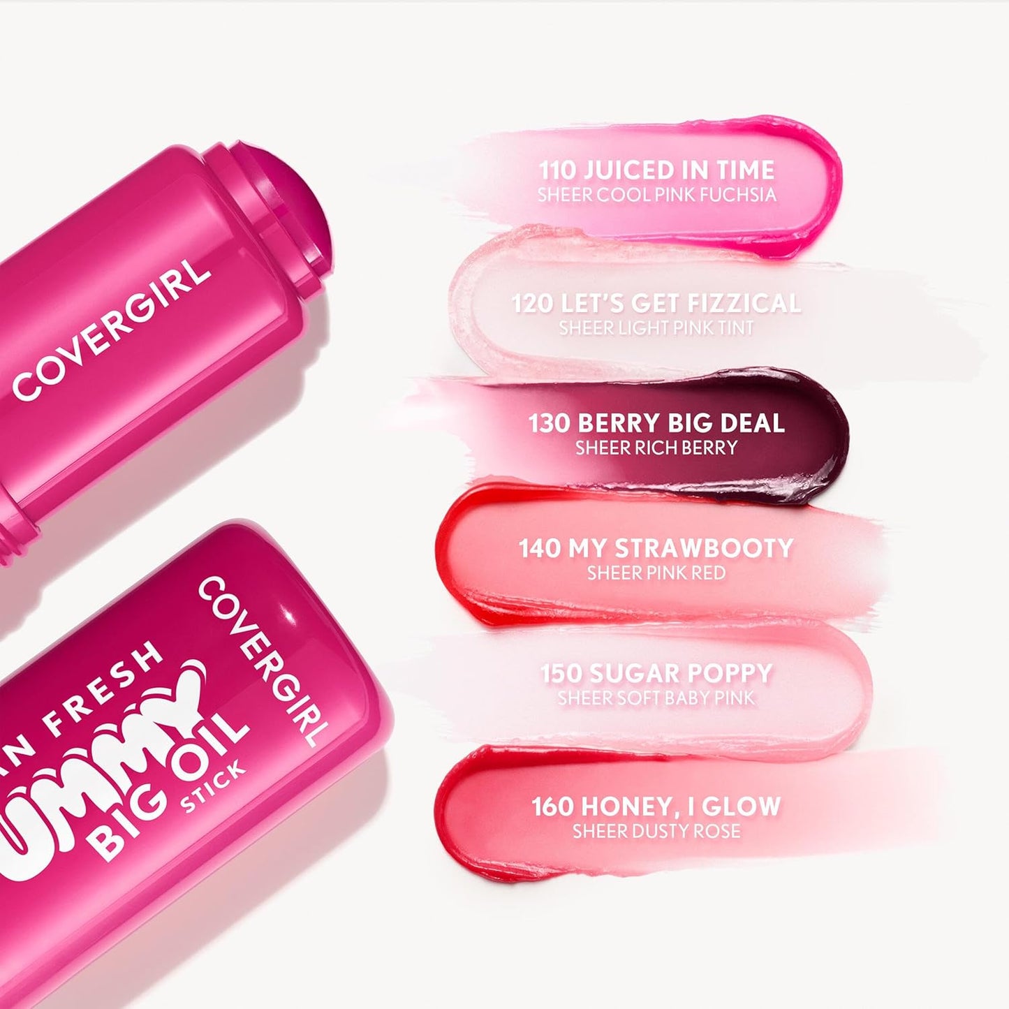 COVERGIRL Clean Fresh Yummy Big Oil Stick - Flavored Lip Oil, Dewy Finish | 160 Honey, I Glow (Sheer Dusty Rose)