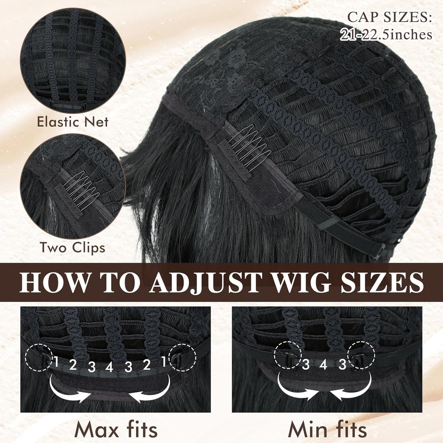 Long Wavy Black Wig for Women - 20-Inch Shoulder-Length Synthetic Hair with Bangs | Heat Resistant