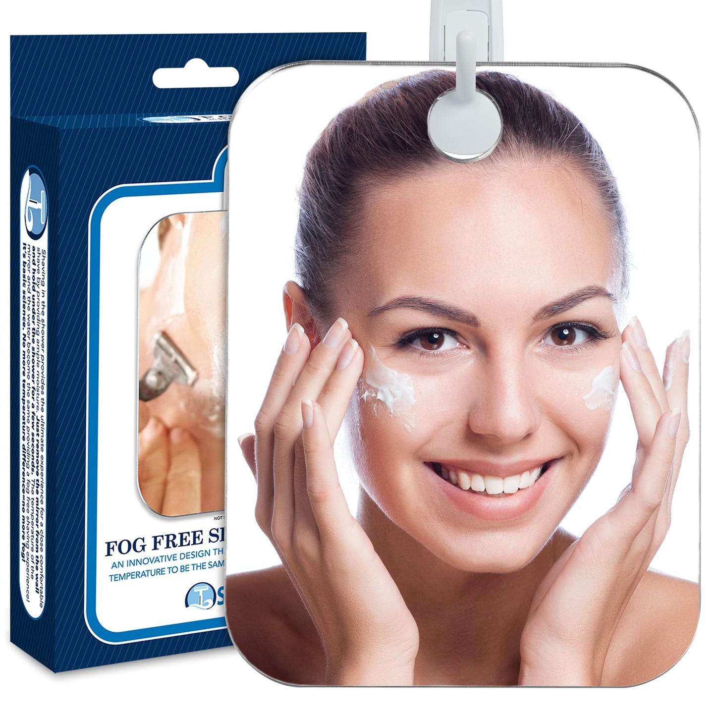 Shave Well Deluxe Anti-Fog Shaving Mirror | Fogless Hanging Bathroom Shower Mirror with Handheld Option for Men and Women | Includes Long-Lasting Removable Adhesive Hook for Wall