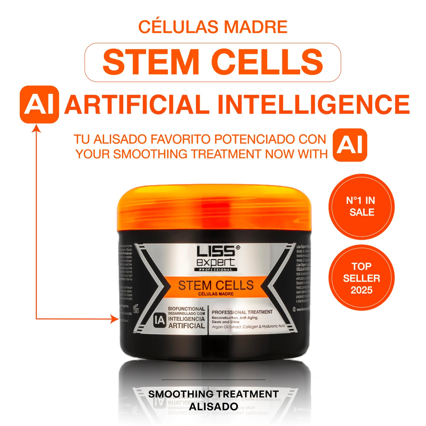Liss Expert Stem Cells Smoothing Treatment – Organic Keratin & Argan Oil – Frizz-Free Repair & Shine – Professional Straightening – ONE Shoulder Length Applic - 8.45 oz with TOOLS