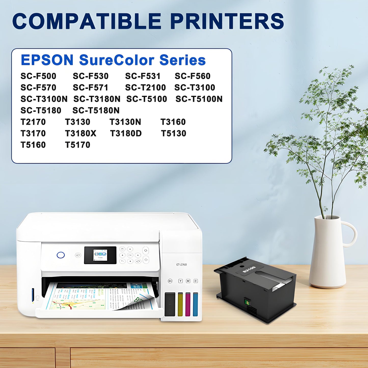 KSUMEI F570 S2100 C13S210057 SC13MB Maintenance Box Ink Waste Tank Compatible with SureColor SC-F531 SC-F560 SC-F570 SC-T2100 SC-T3100 T5130 T5160 T5170 Printers