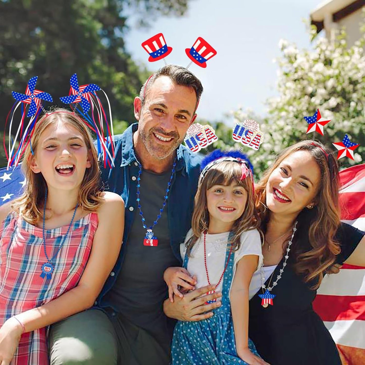 12PCS Patriotic Headbands for 4th of July | Red, White & Blue Party Accessories