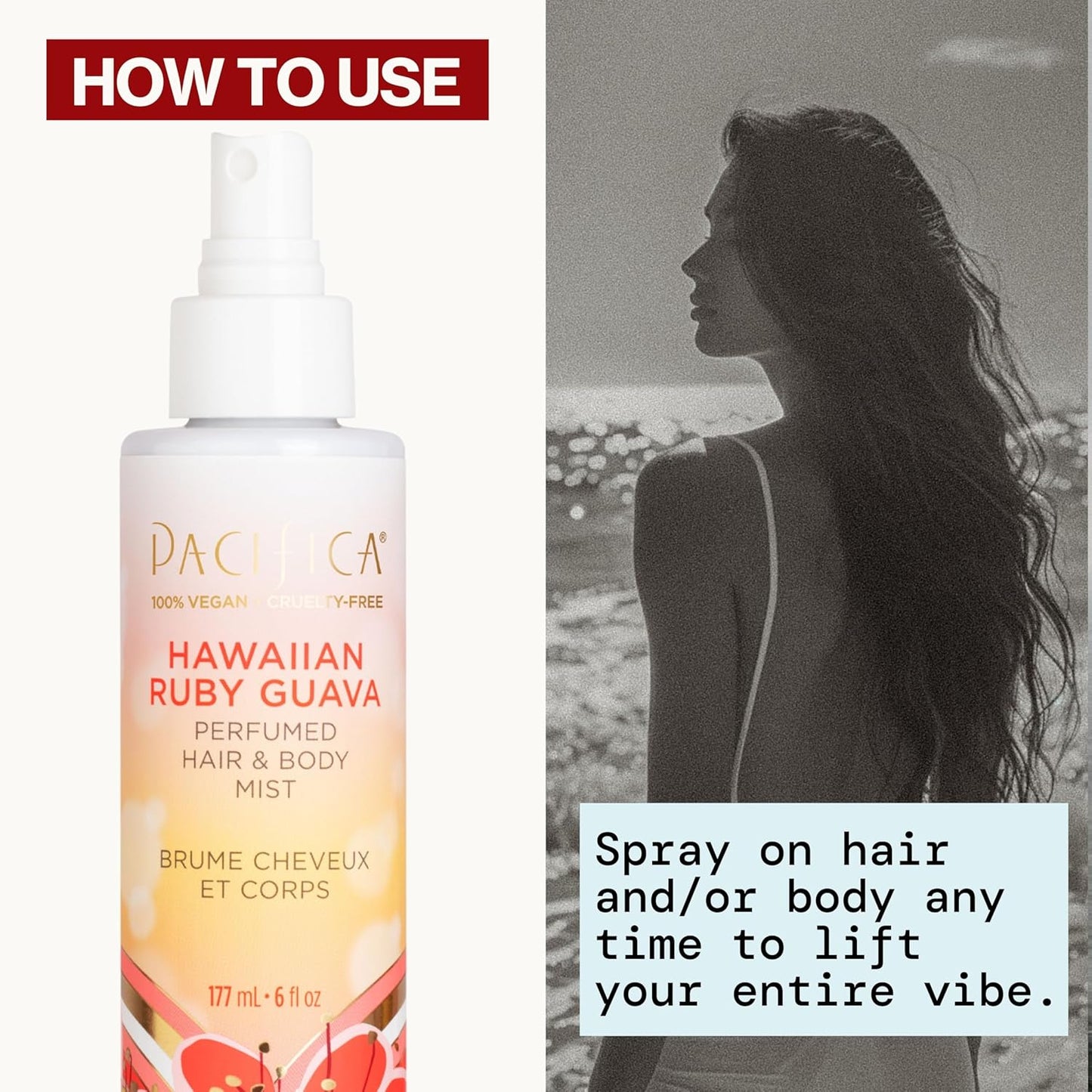 Pacifica Hawaiian Ruby Guava Hair Perfume | Alcohol-Free Body Fragrance Spray Mist - 6 oz, Vegan & Cruelty-Free