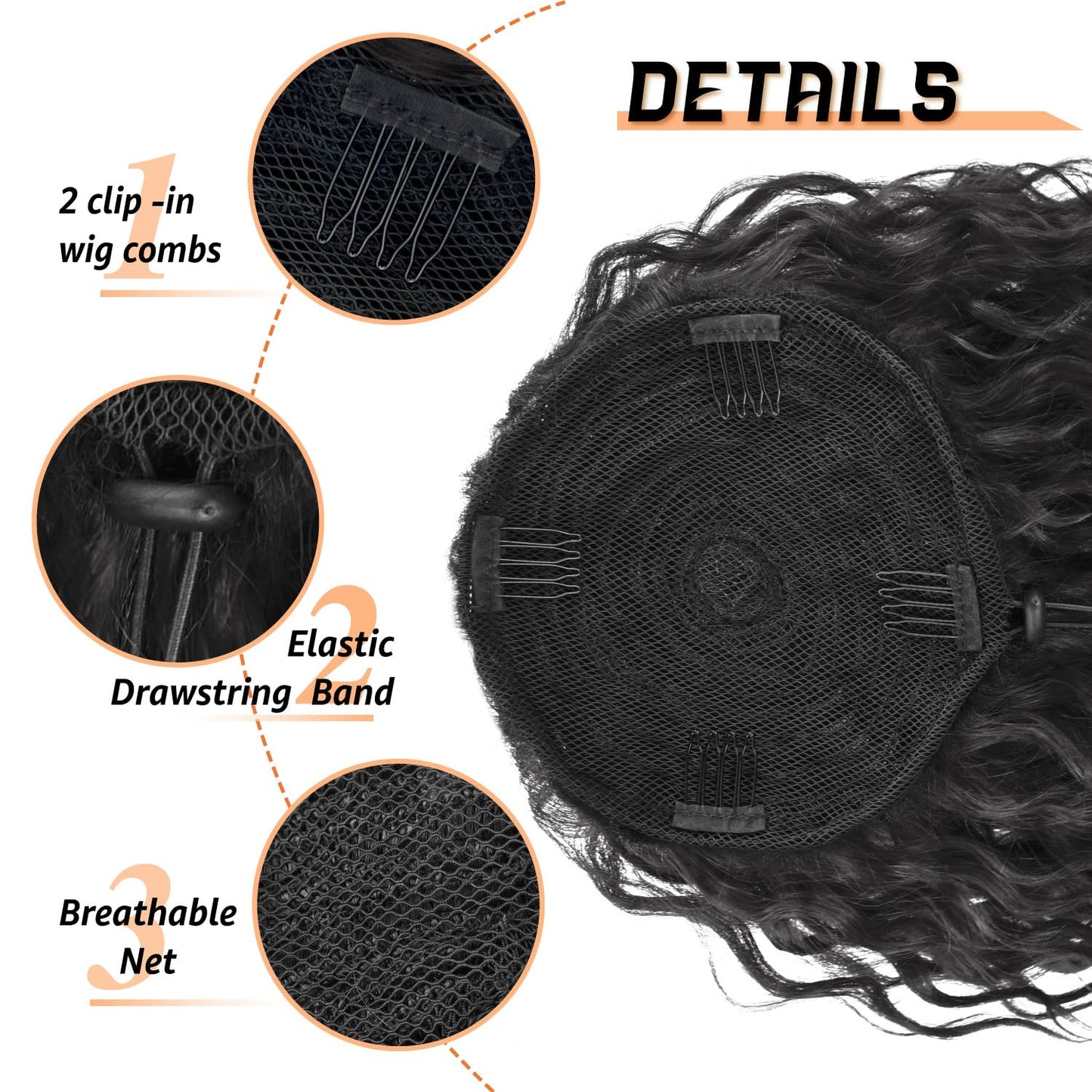 Yaki Wavy Curly Ponytail Extension - 8 Inch Drawstring Hairpiece | Soft Synthetic Hair for Natural Everyday Style (T1B-27)