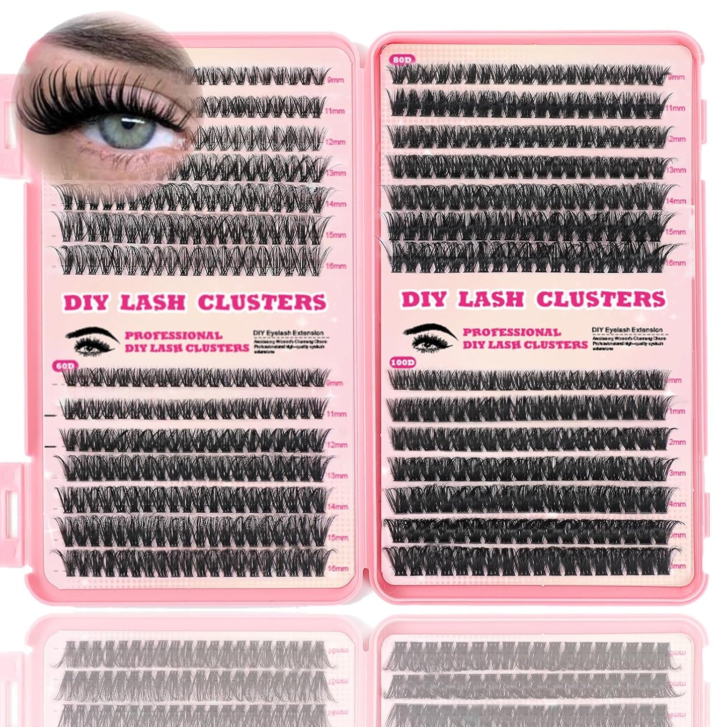 Eyelash Clusters Kit - 560 Pcs Fluffy D Curl Individual Lash Extensions | 9-16mm Length