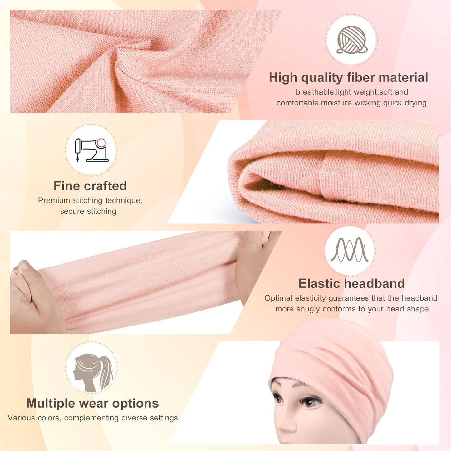 Wide Cloth Headbands for Women - 7PCS Soft & Stretchy Hair Bands for Workout, Yoga & Daily Wear