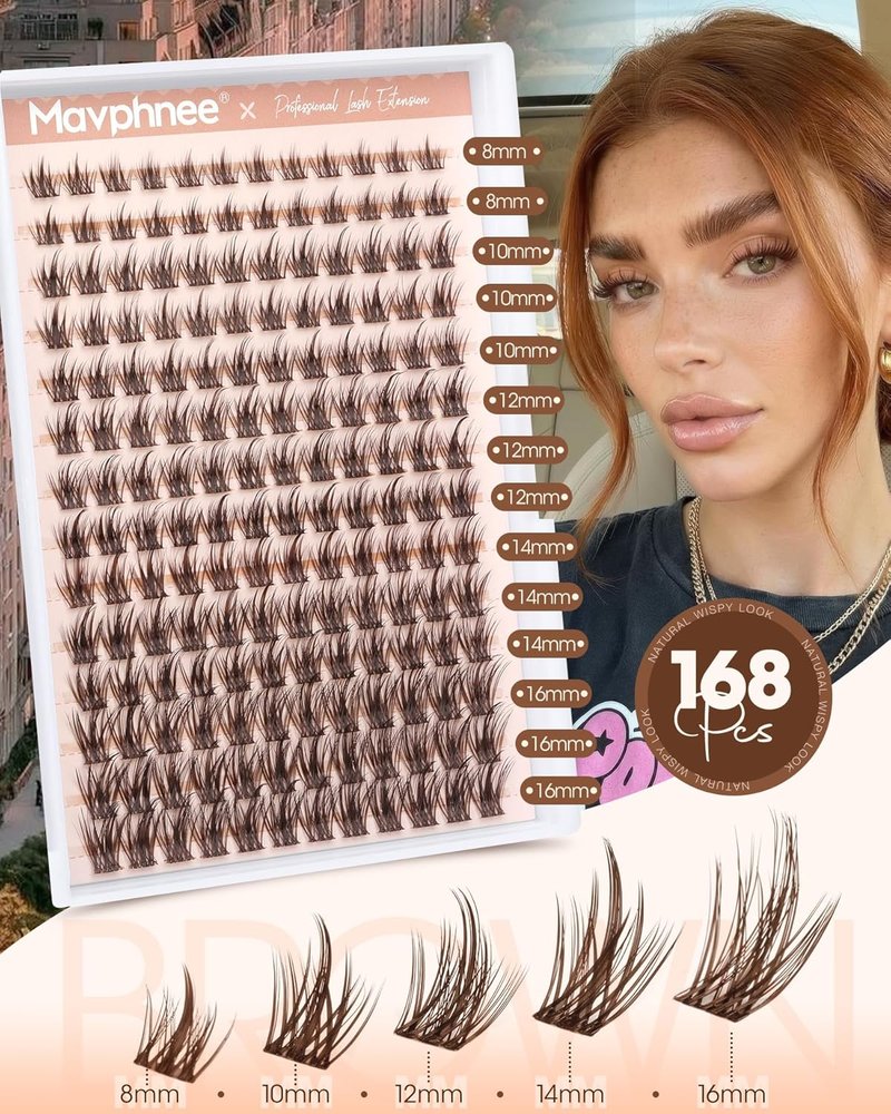 Wispy Lash Clusters - C-Curl Individual Eyelash Extensions 8-16MM | Natural Look, Beginner-Friendly