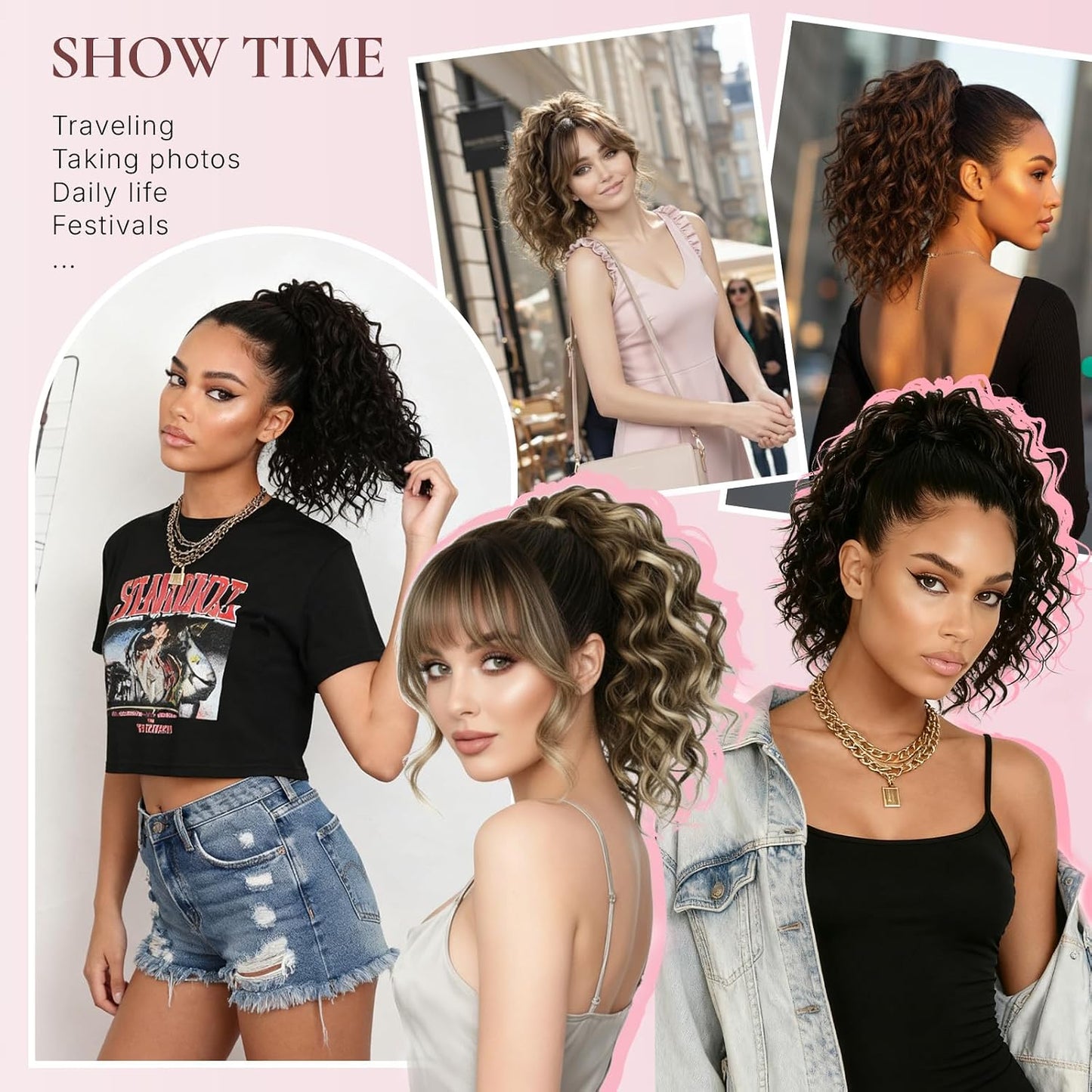 Claw Clip Ponytail Extension - 12 Inch Curly Synthetic Hair Extension | Chocolate Brown