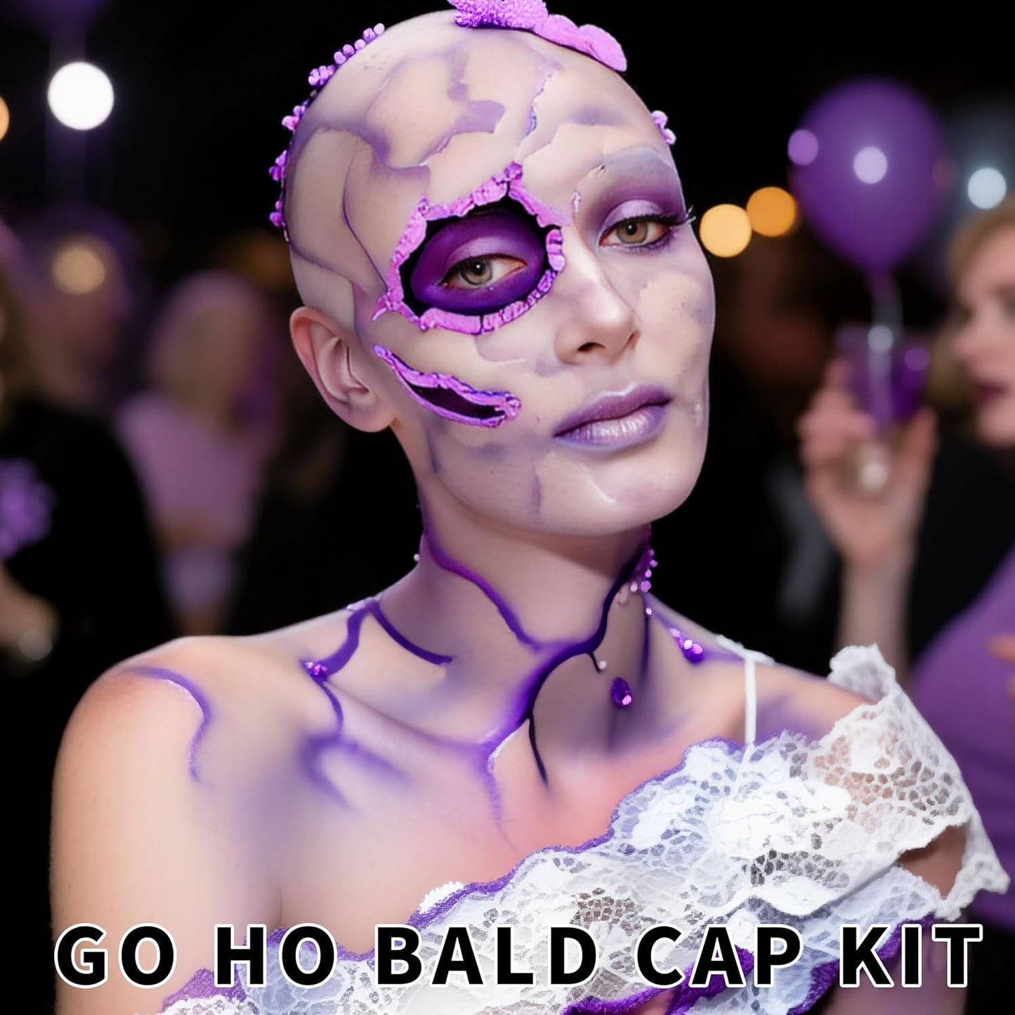 Halloween Bald Cap SFX Kit - 8-Piece Professional Makeup Set with Latex, Adhesive & Flesh Palette | Perfect for Costume Parties