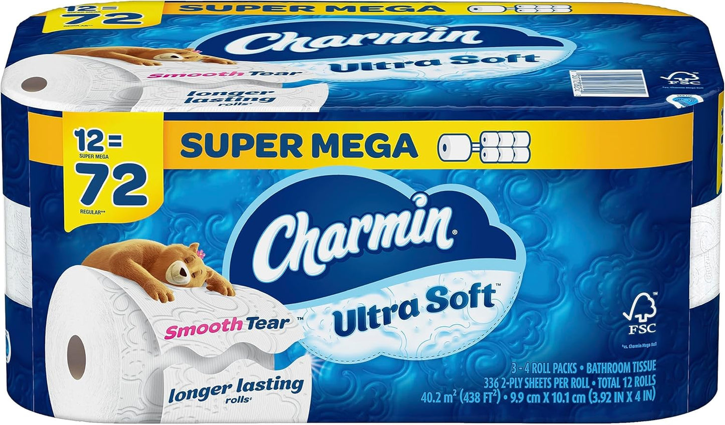 Charmin Ultra Soft Toilet Paper - 6 Mega Rolls | Equivalent to 24 Regular Rolls