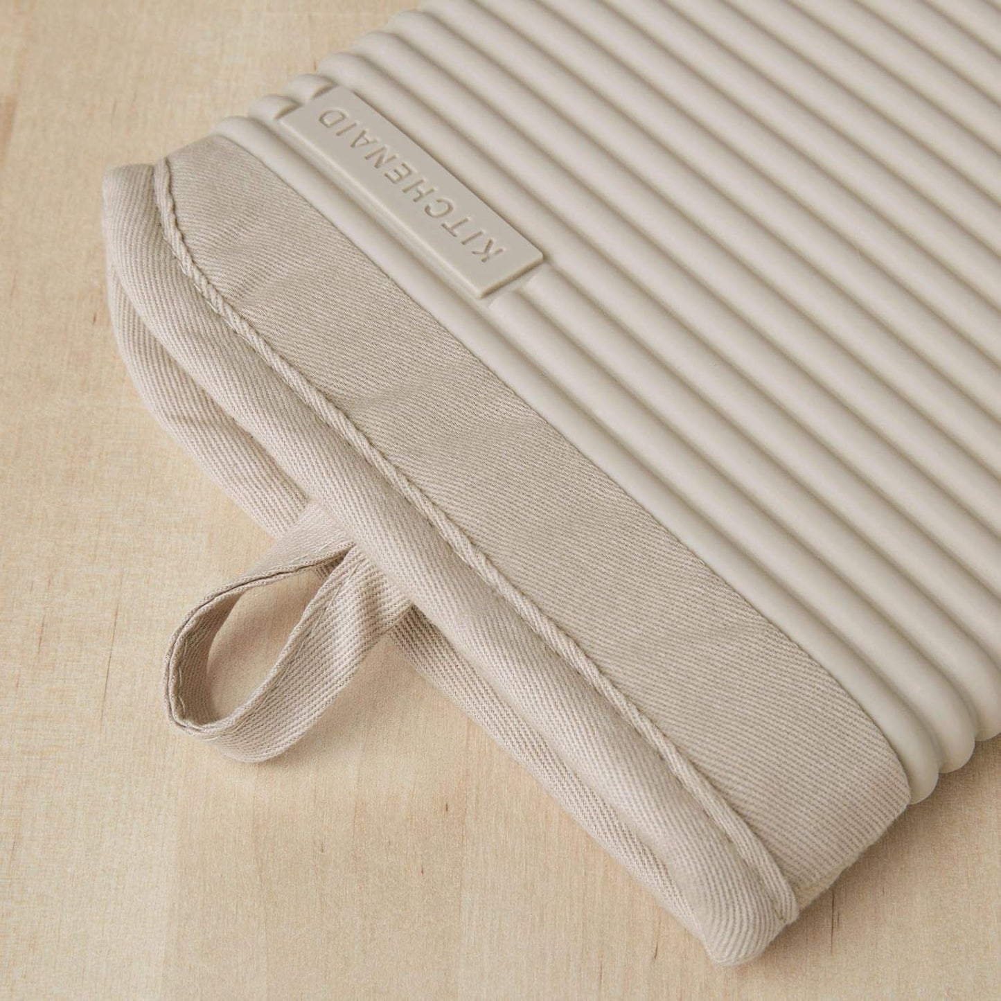 KitchenAid Ribbed Silicone Oven Mitts - Heat Resistant 2-Pack | 7.5"x13", Milkshake Color