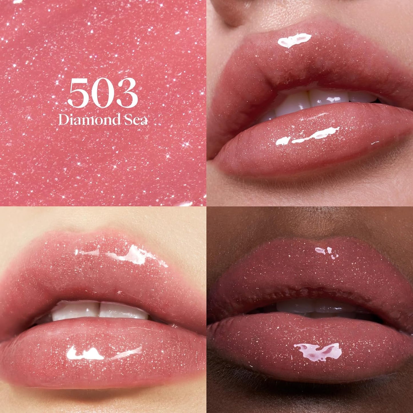 Long-Lasting Lip Gloss - Velvet Rouge Diamond Pink Shimmer | Hydrating Volumizing Tint, Non-Sticky High Shine