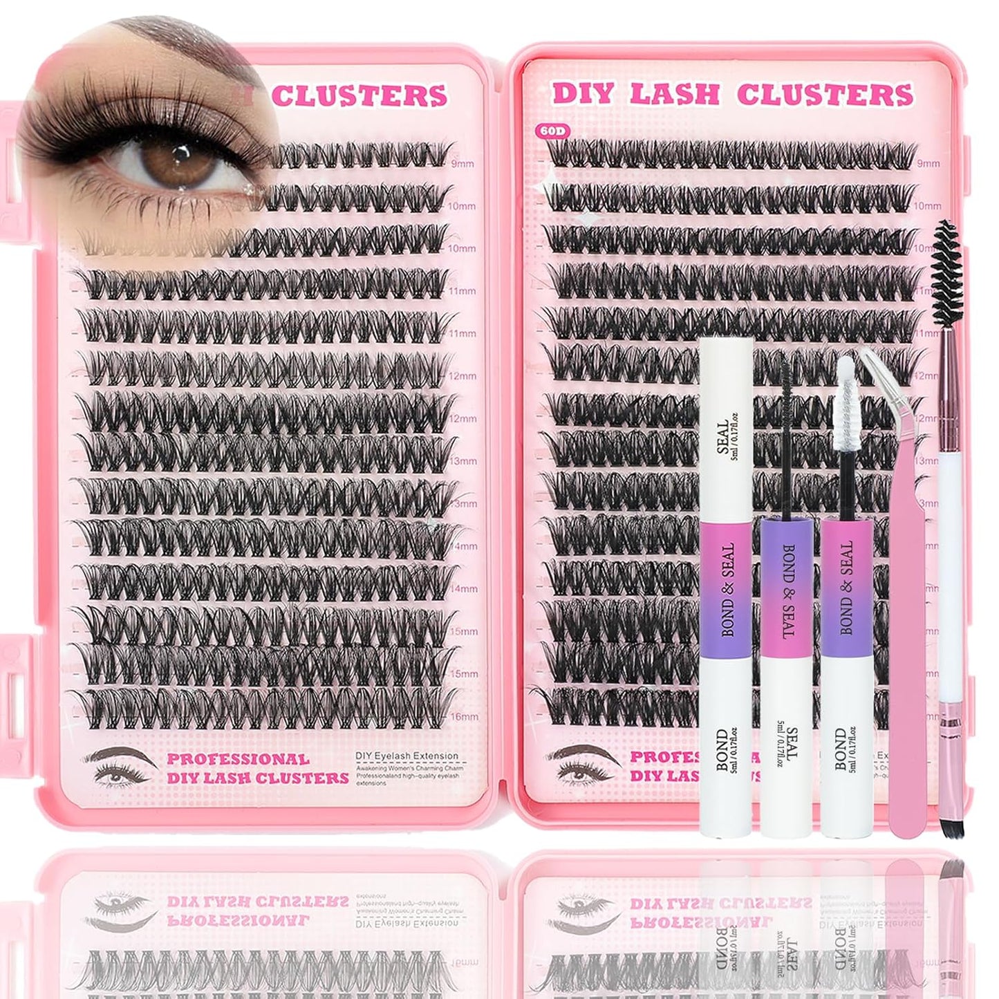 Eyelash Clusters Kit - 560 Pcs Fluffy D Curl Individual Lash Extensions | 9-16mm Length
