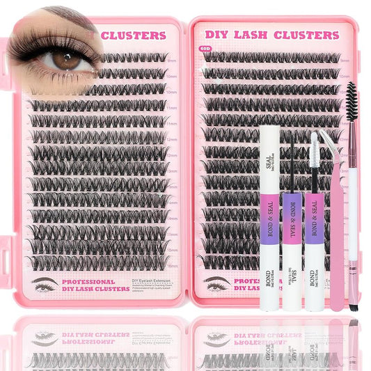 Eyelash Clusters Kit - 560 Pcs Fluffy D Curl Individual Lash Extensions | 9-16mm Length