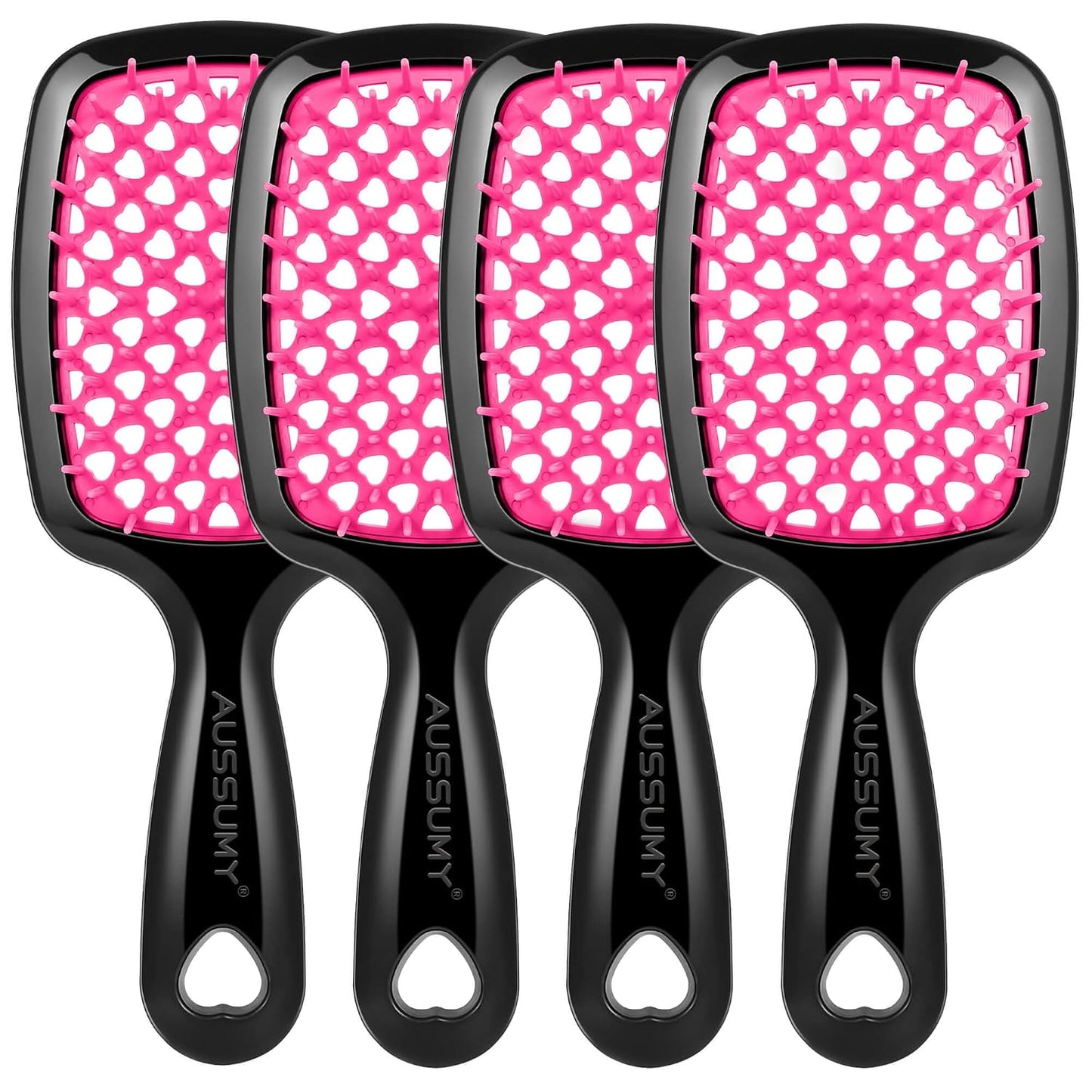Vented Detangling Hair Brush Set - Soft Bristles for Effortless Tangle-Free Styling | Ideal for Curly, Straight, Wet, Dry Hair - Magenta - 2 Pack