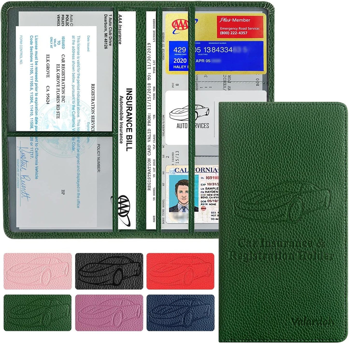Car Registration & Insurance Card Holder - Premium Document Organizer for Driver License & Essentials | Pink