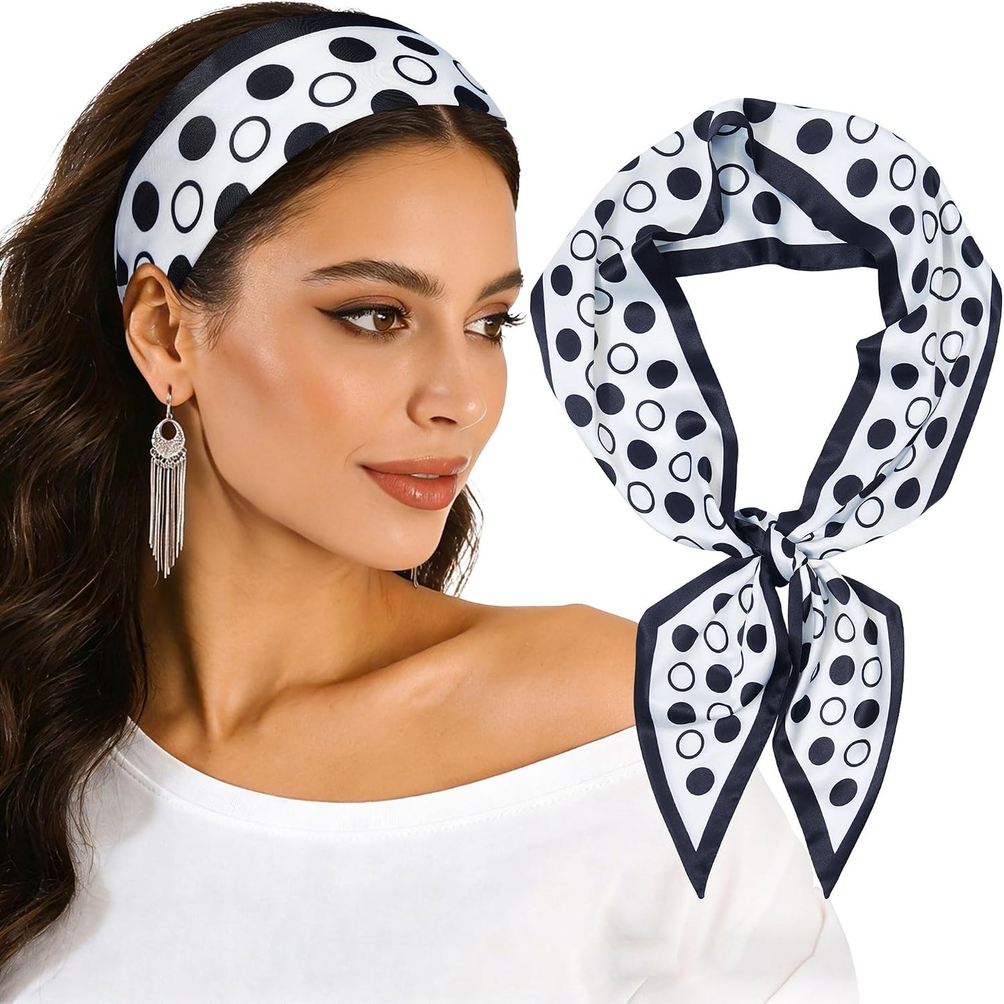 Cherry Head Scarf for Women - Long Thin Satin Hair & Neck Wrap | Fashion Accessory
