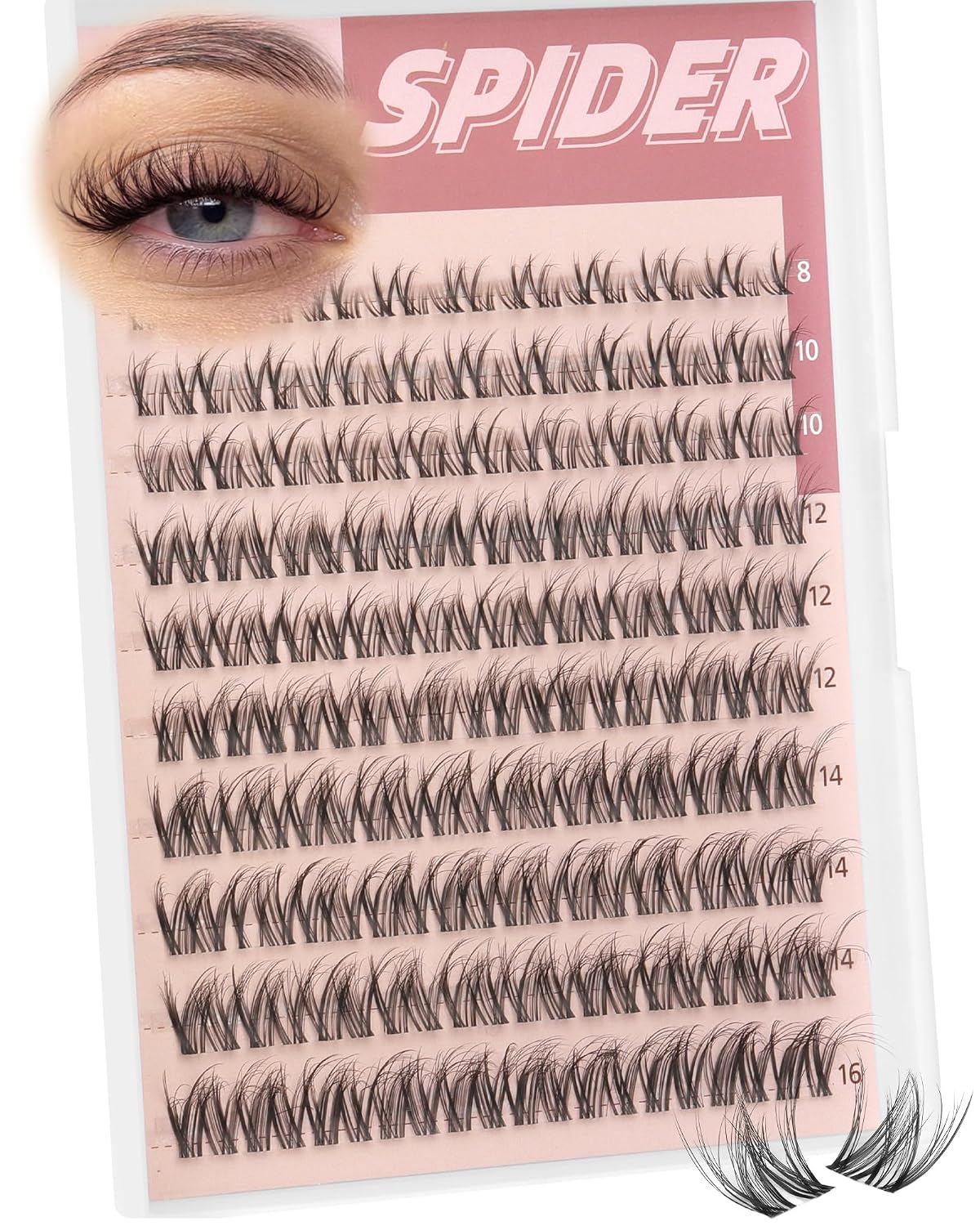 Spider Lash Clusters - Wispy Fluffy Eyelash Extensions for Natural Look | Clear Band Individual Lashes
