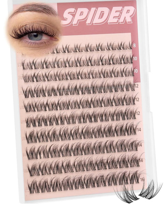 Spider Lash Clusters - Wispy Fluffy Eyelash Extensions for Natural Look | Clear Band Individual Lashes