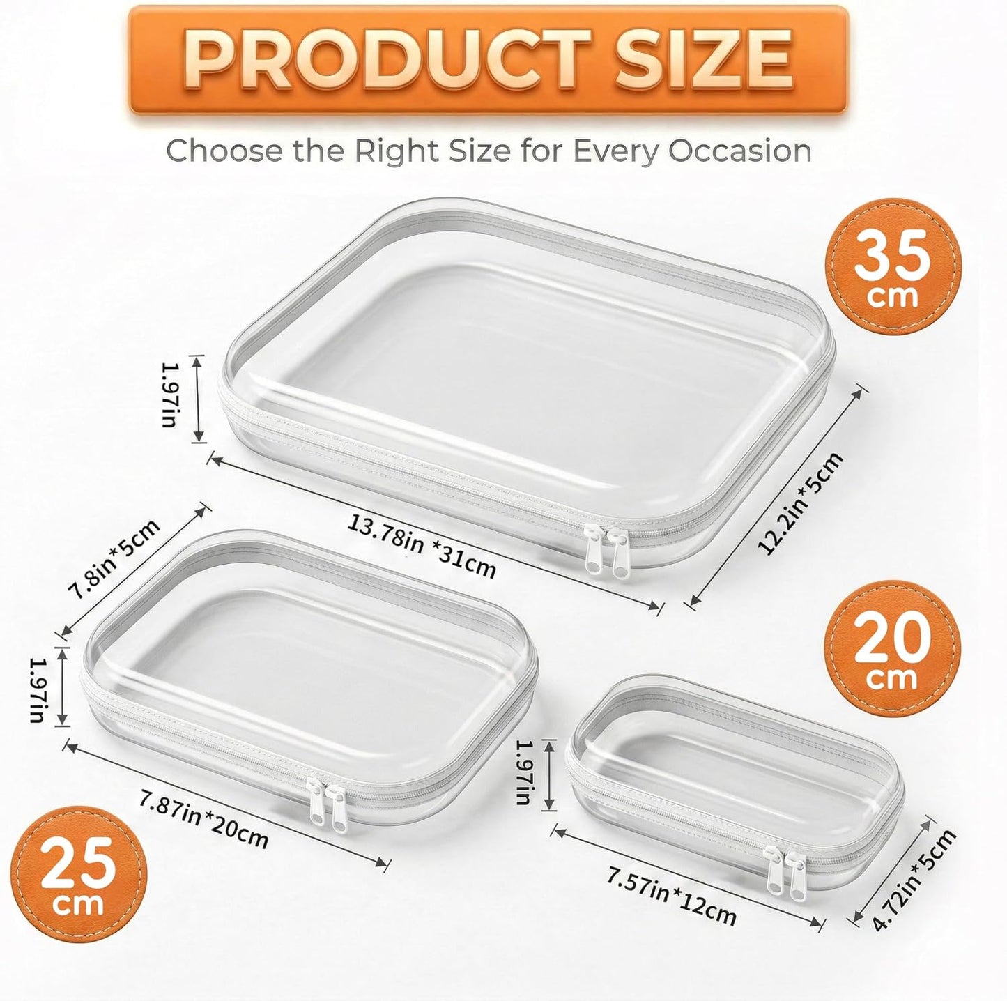 Clear Zipper Pouches - 6PCS Hard Shell Cosmetic Bags | Portable Waterproof Travel Organizers for Toiletries & Snacks (2L+2M+2S)