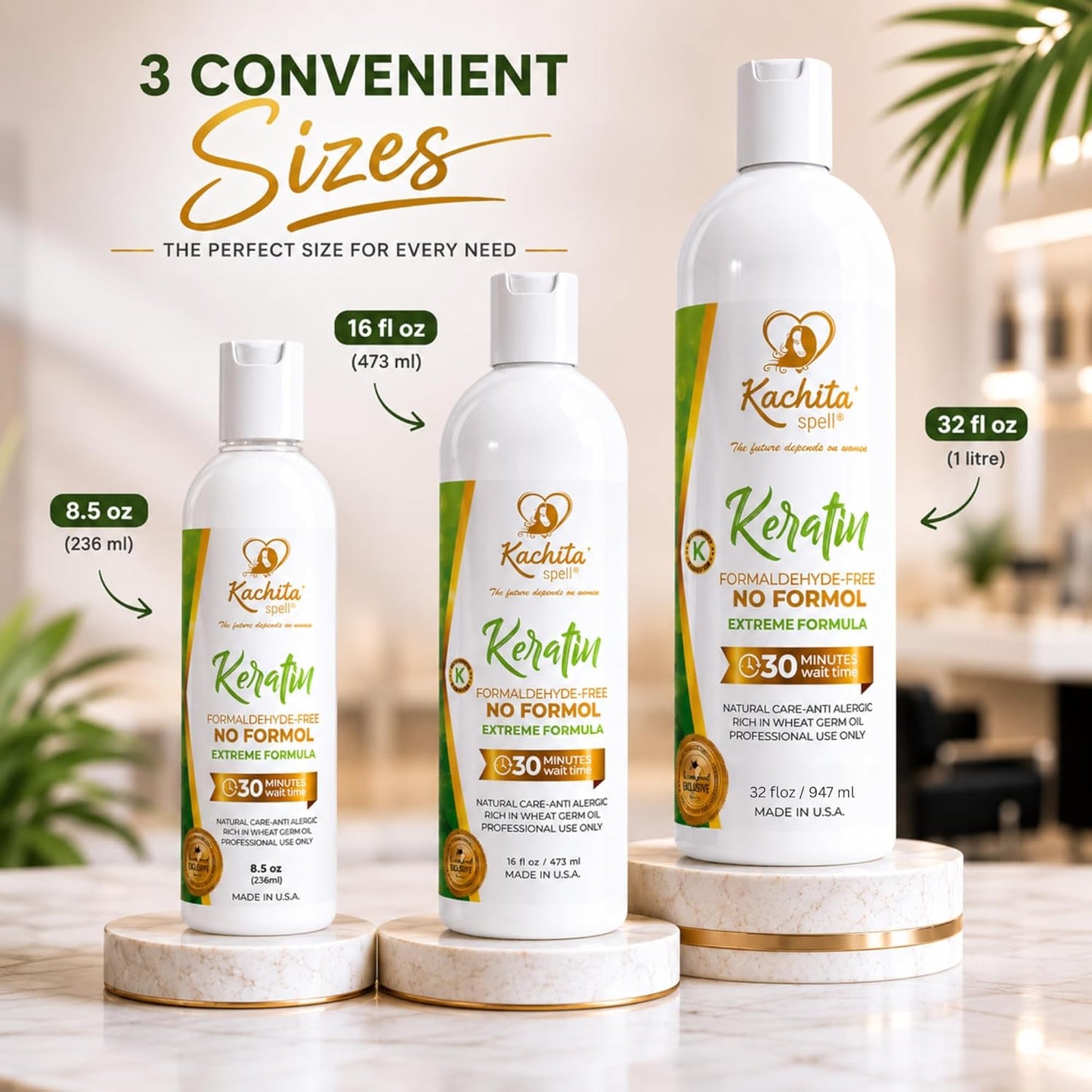 Brazilian Keratin Treatment - Formaldehyde Free Hair Straightener | 8 Fl Oz - Kachita Spell