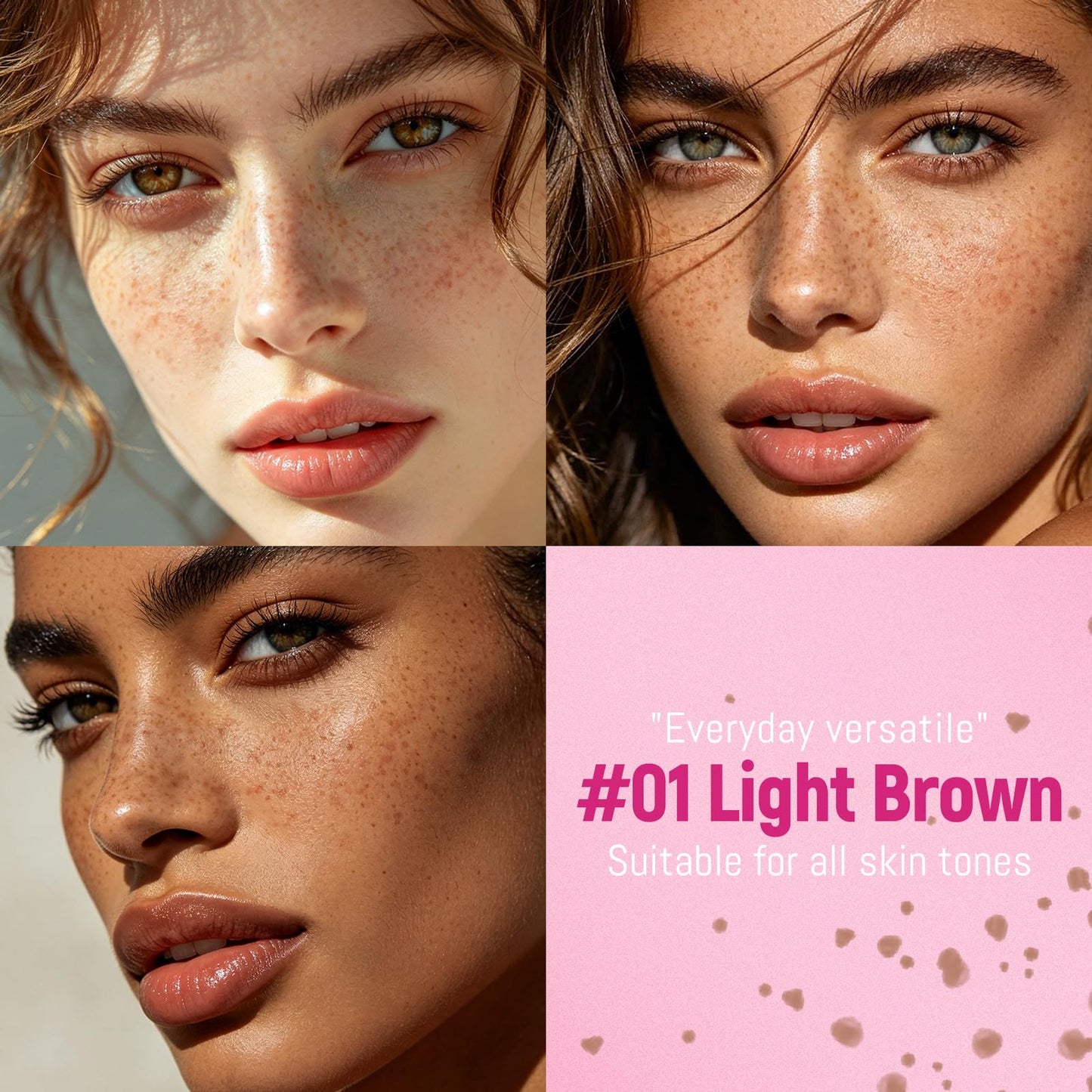 HOSAILY 2 in 1 Freckle Stamp Pen Waterproof for Natural Lifelike Faux Freckle Stamp Long Lasting Quick Dry Magic Fake Freckles Stain Marker Pen for Sunkissed Makeup 01 Beige Brown