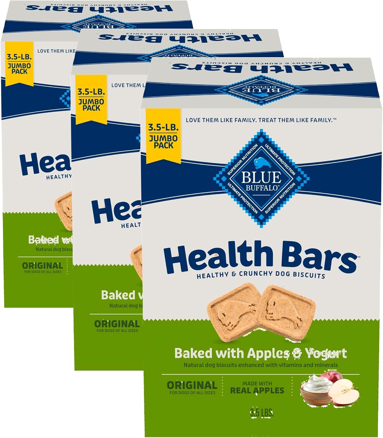 Blue Buffalo Dog Treats - Pumpkin & Cinnamon Crunchy Health Bars | Oven-Baked, Natural Ingredients, 16 oz.