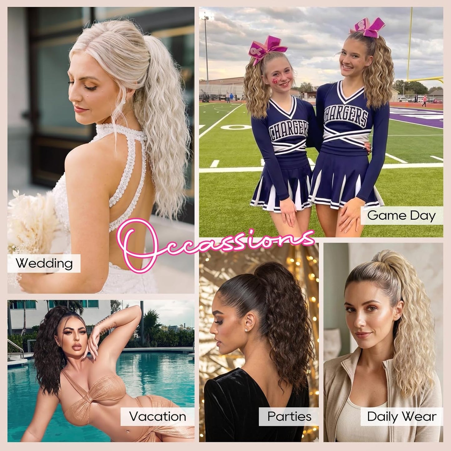 REECHO Ponytail Extension - 18 Inch Curly Claw Clip-In Hairpiece for Women | Natural Synthetic Hair - Black Brown