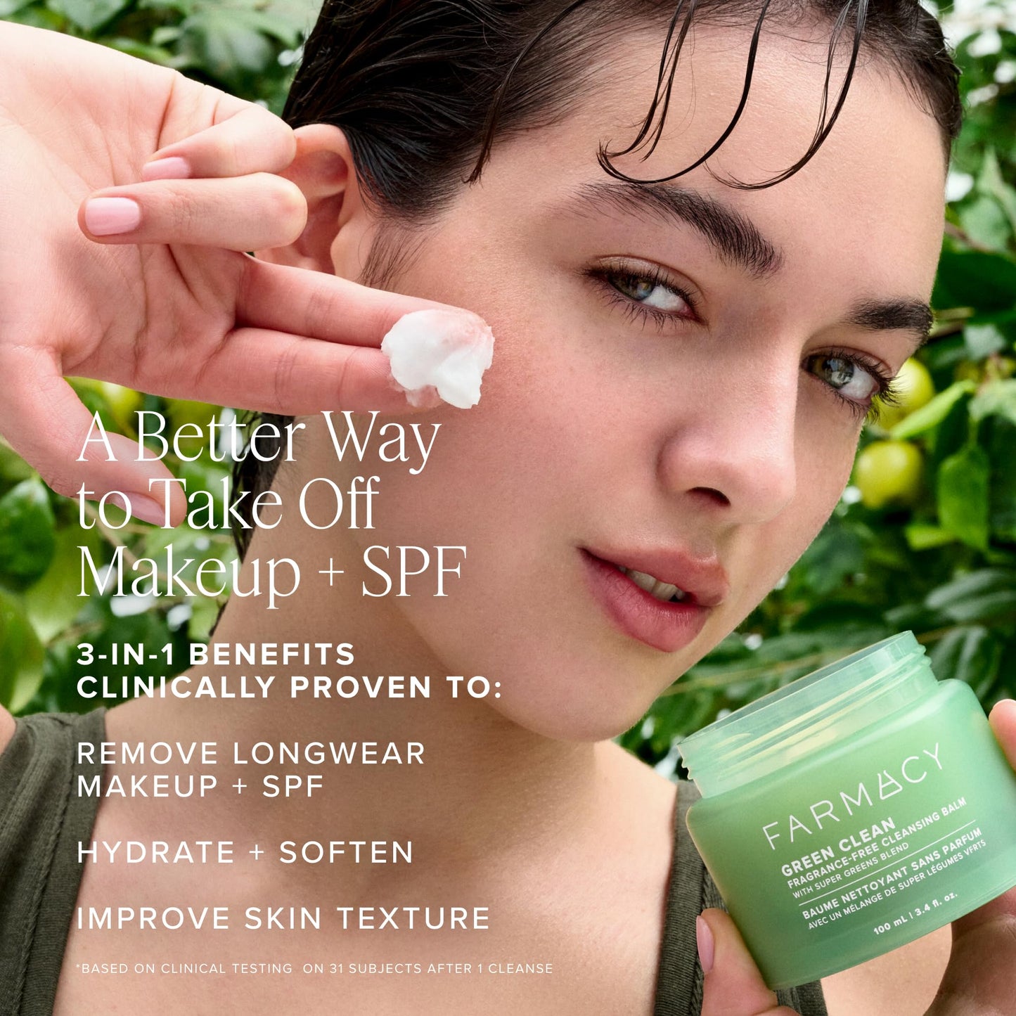 Farmacy Sensitive Skin Makeup Remover Cleansing Balm - Green Clean Waterproof Makeup Remover Balm + Oil Cleanser for Face - Melts Make Up + SPF - Hydrates + Softens Skin - Fragrance-Free (100ml)