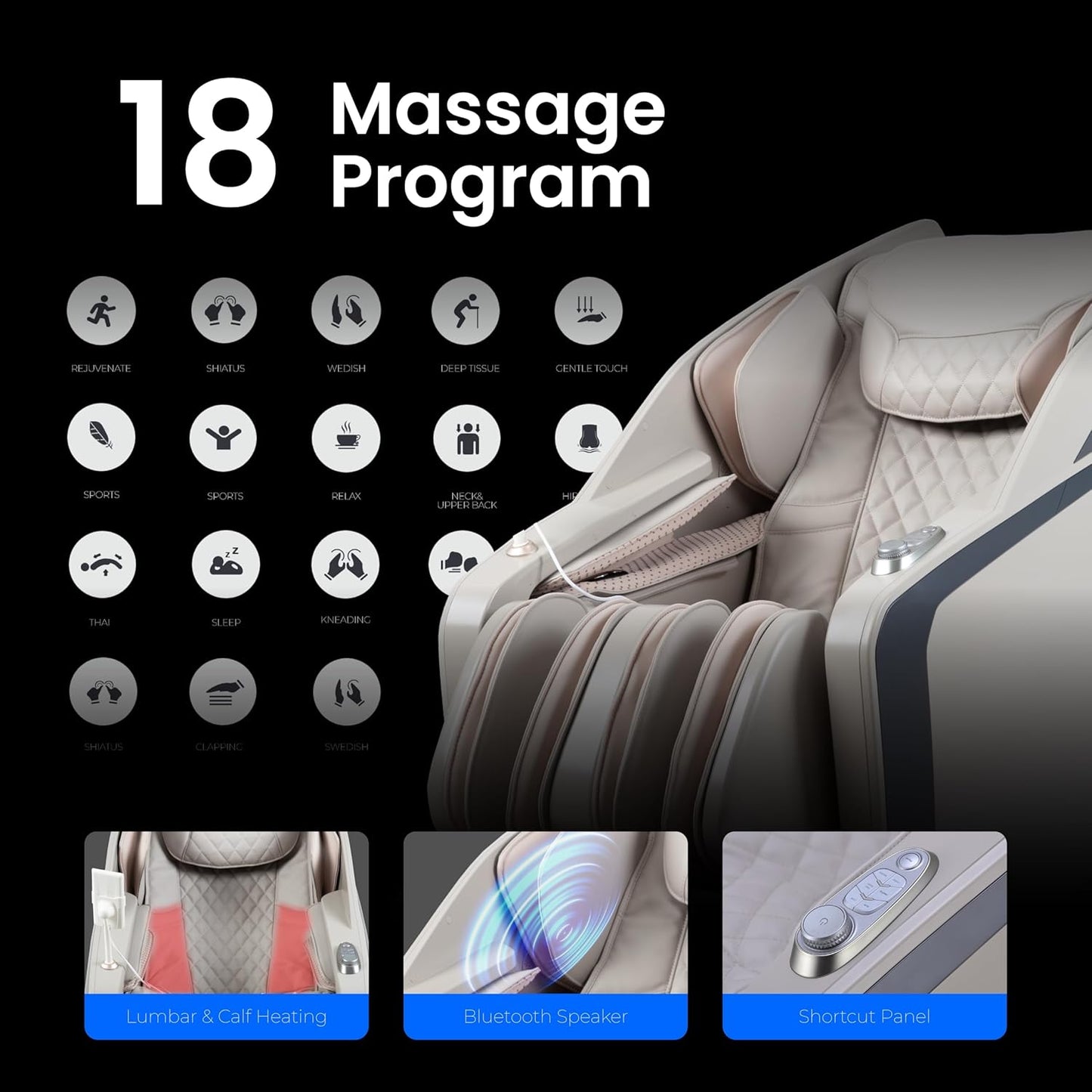 Osaki Ai Monarch LE Massage Chair - Full Body 3D Sonic Massage with Body Scan & Hand Reflexology | Black