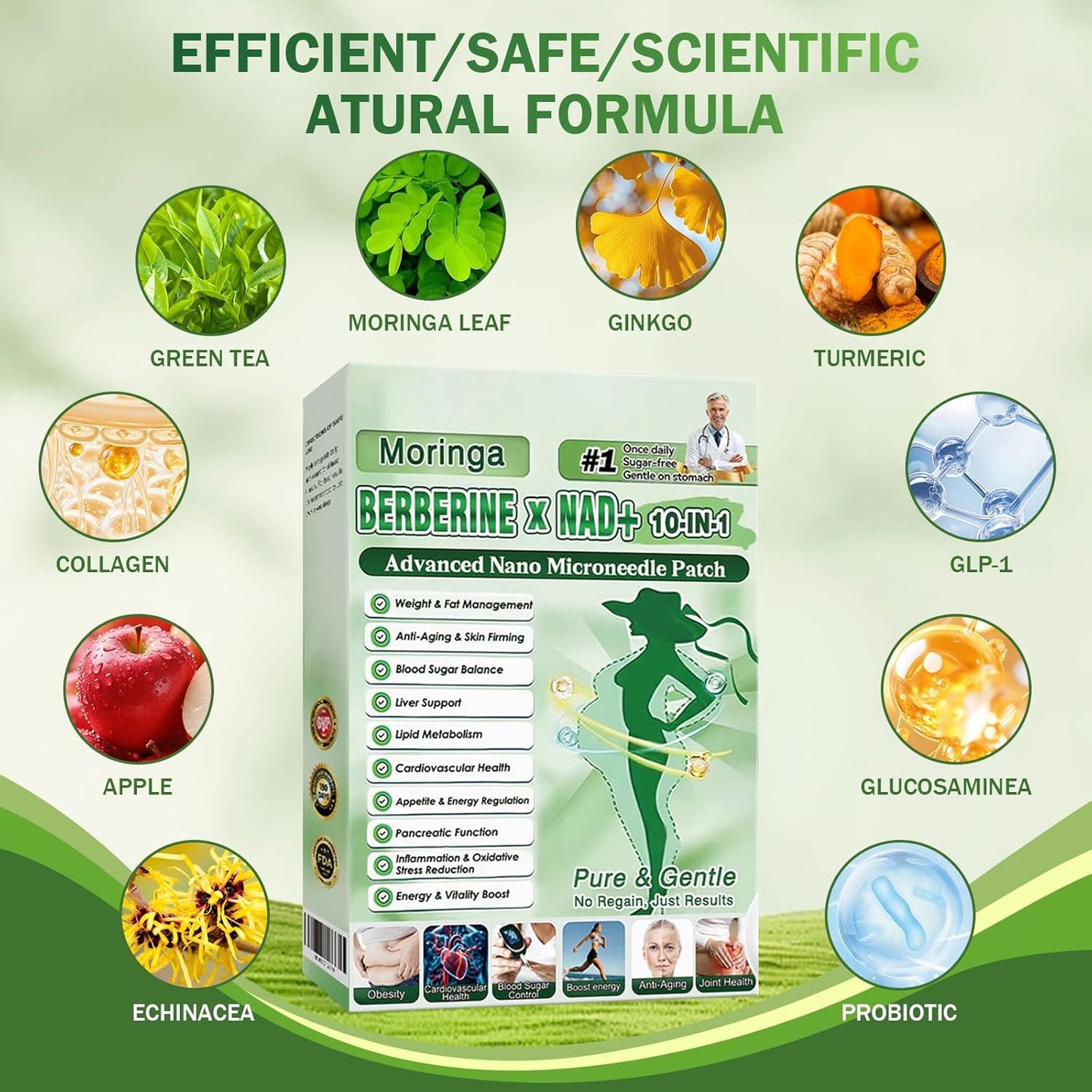 Moringa Patches - 10-in-1 Nano Microdart Patches for Natural Skin Care | 3 Boxes