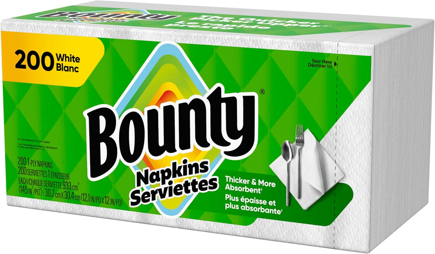Bounty Paper Napkins - White, 200 Count | Soft & Absorbent for Everyday Use
