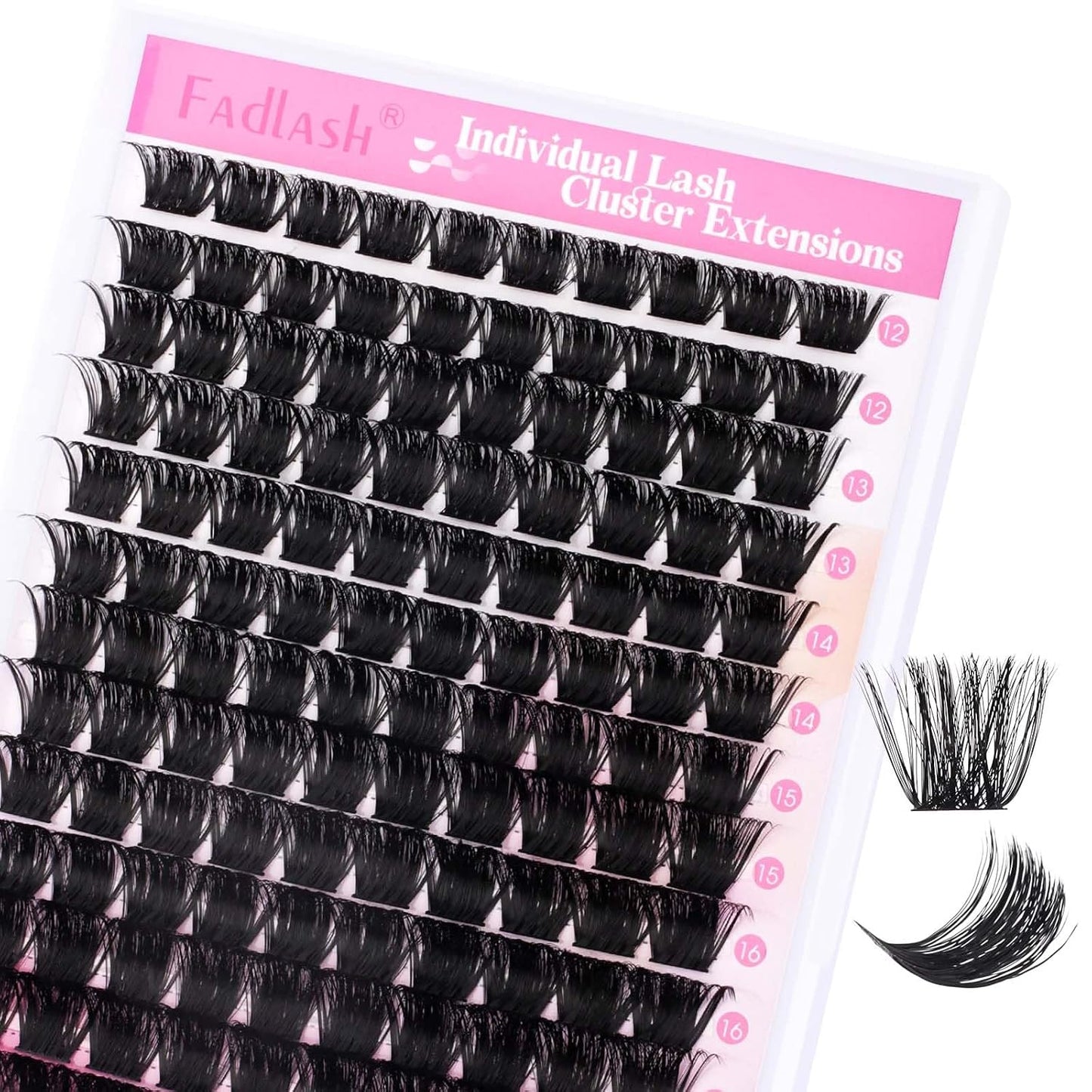 Cluster Lashes - D Curl Wispy Individual Eyelash Extensions for Natural Look | Reusable Fluffy DIY Kit (12-18mm Mix)