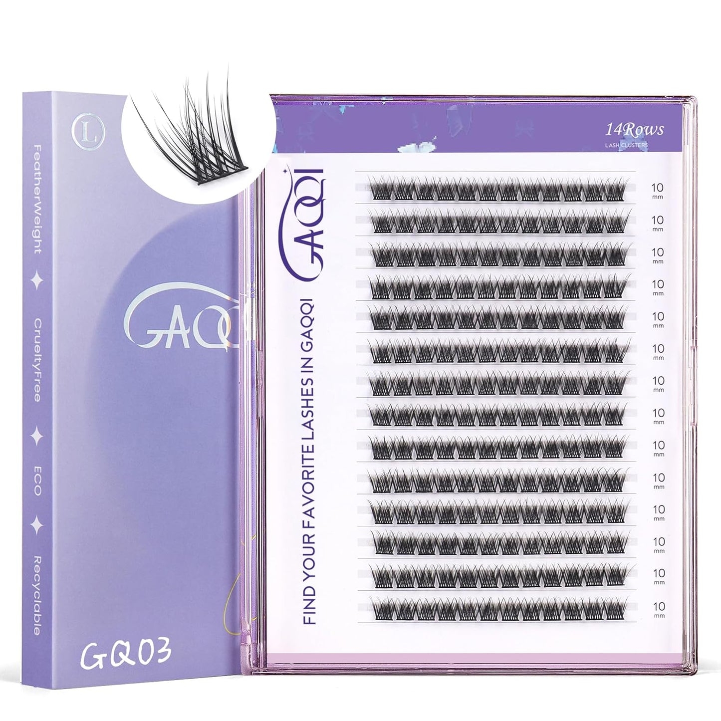 GAQQI Lash Clusters - Wispy Volume Eyelash Extensions, 110 Multilayered 3D Lashes, 10-14mm Lengths